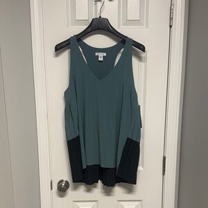 Athleta Teal and Black V-Neck Tank Top